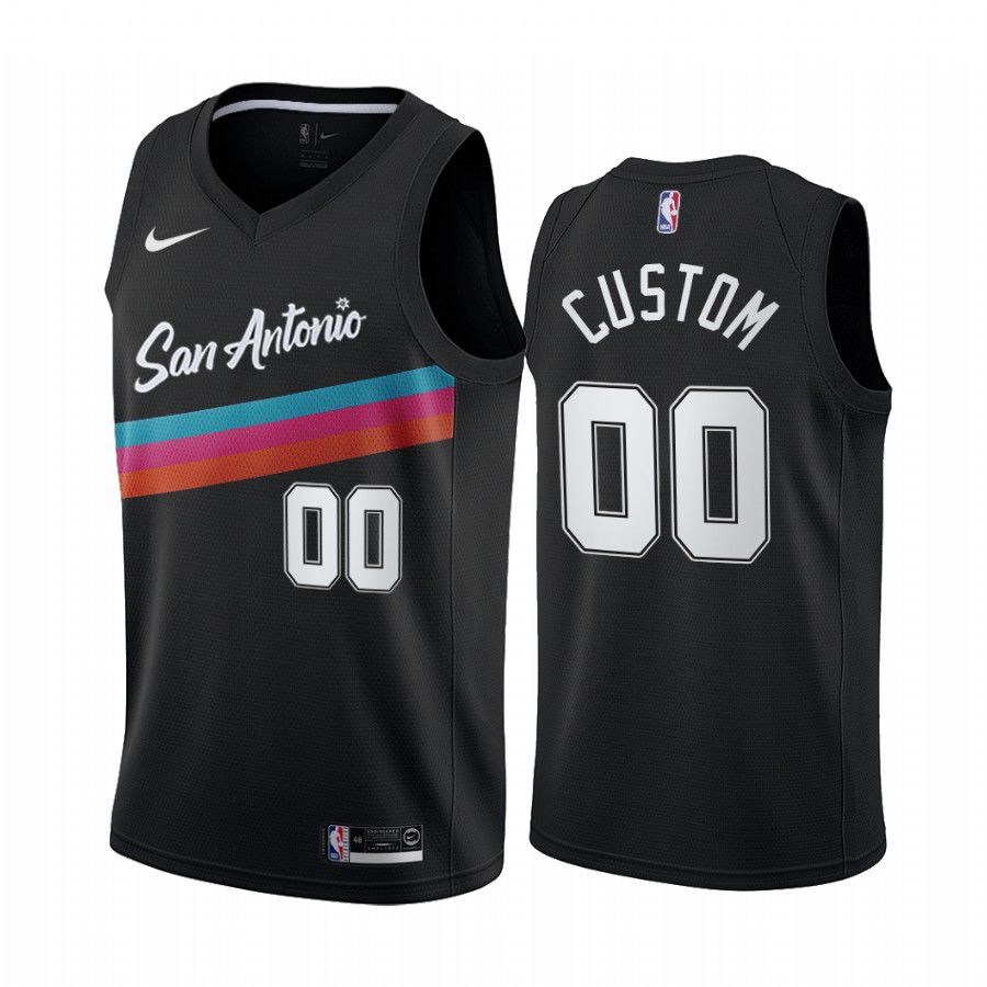 Cheap Men San Antonio Spurs 00 custom black city edition fiesta colors 2020 nba jersey